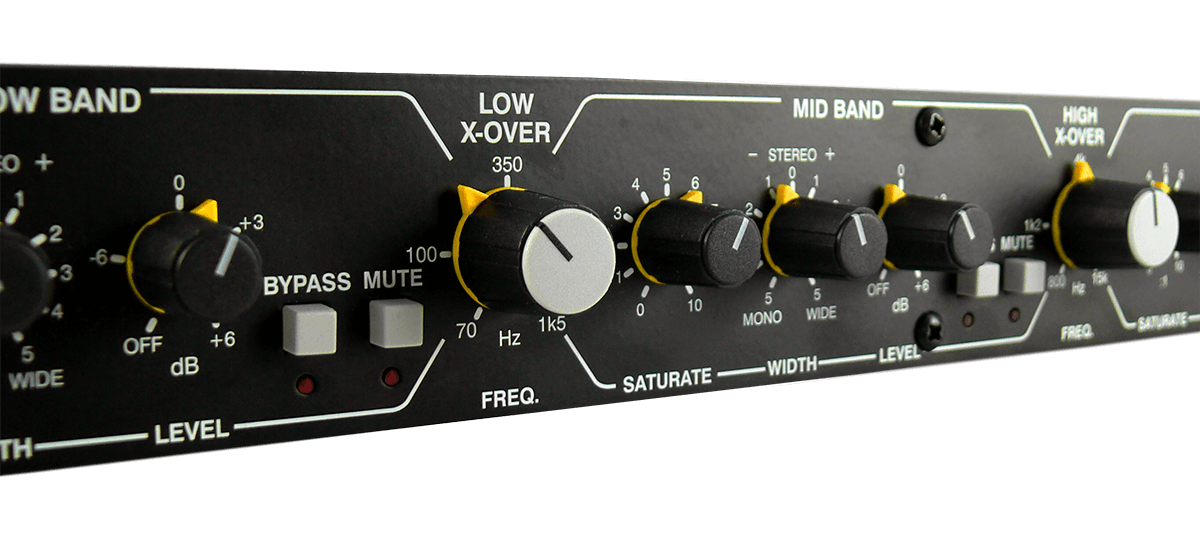 a close up of the 1976 cross-over and mid band controls